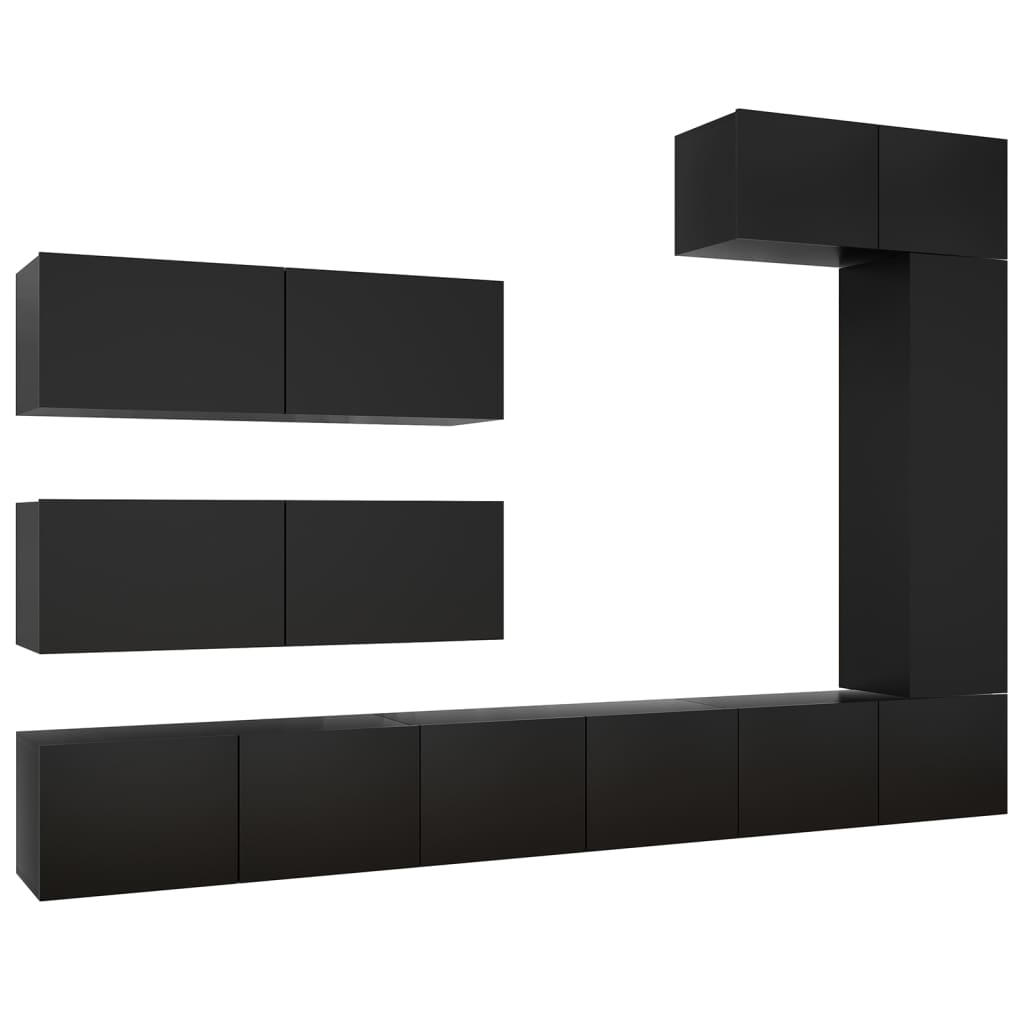 vidaXL 7dílný set TV skříněk černý dřevotříska