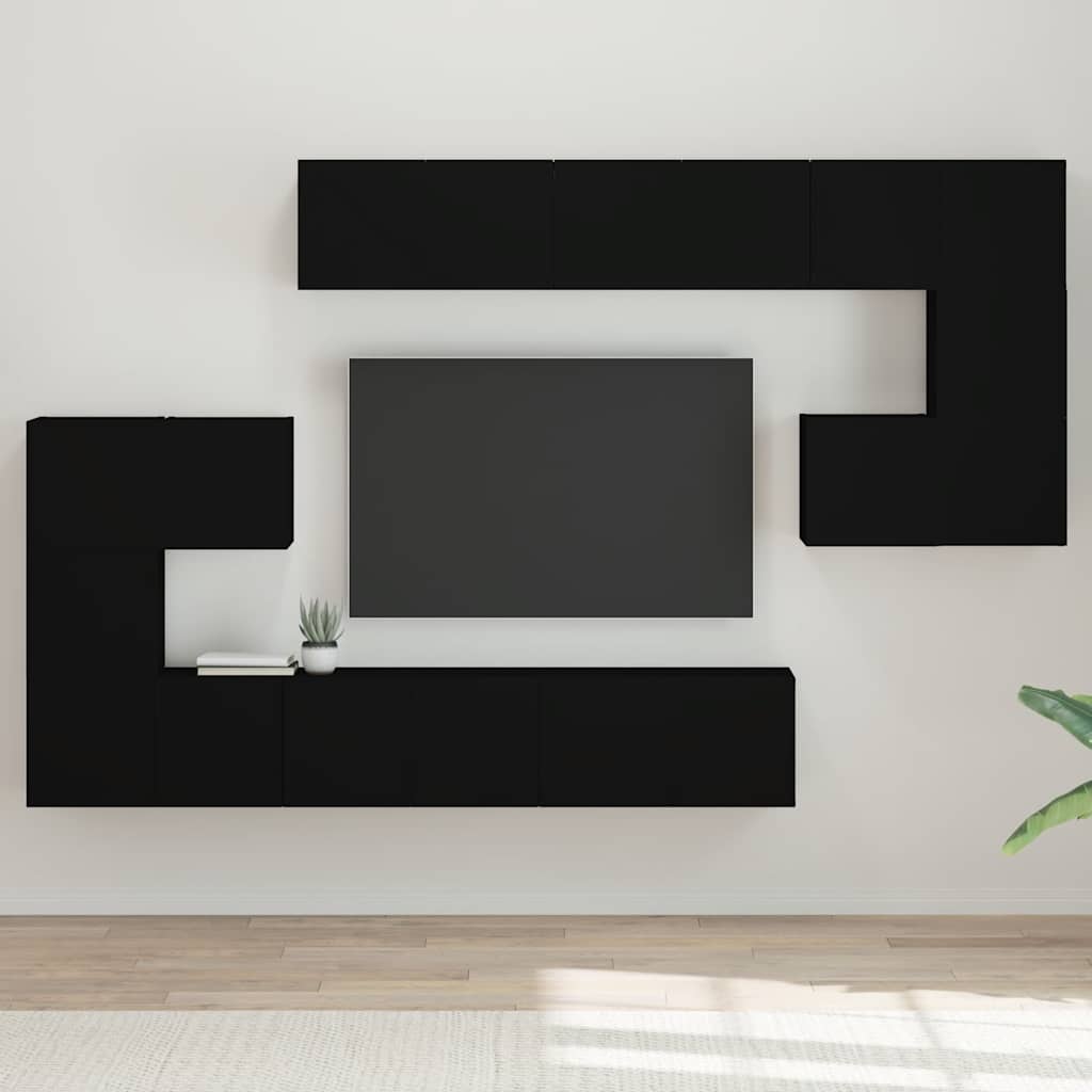 Ensemble de meuble TV 10 pcs Noir Aggloméré