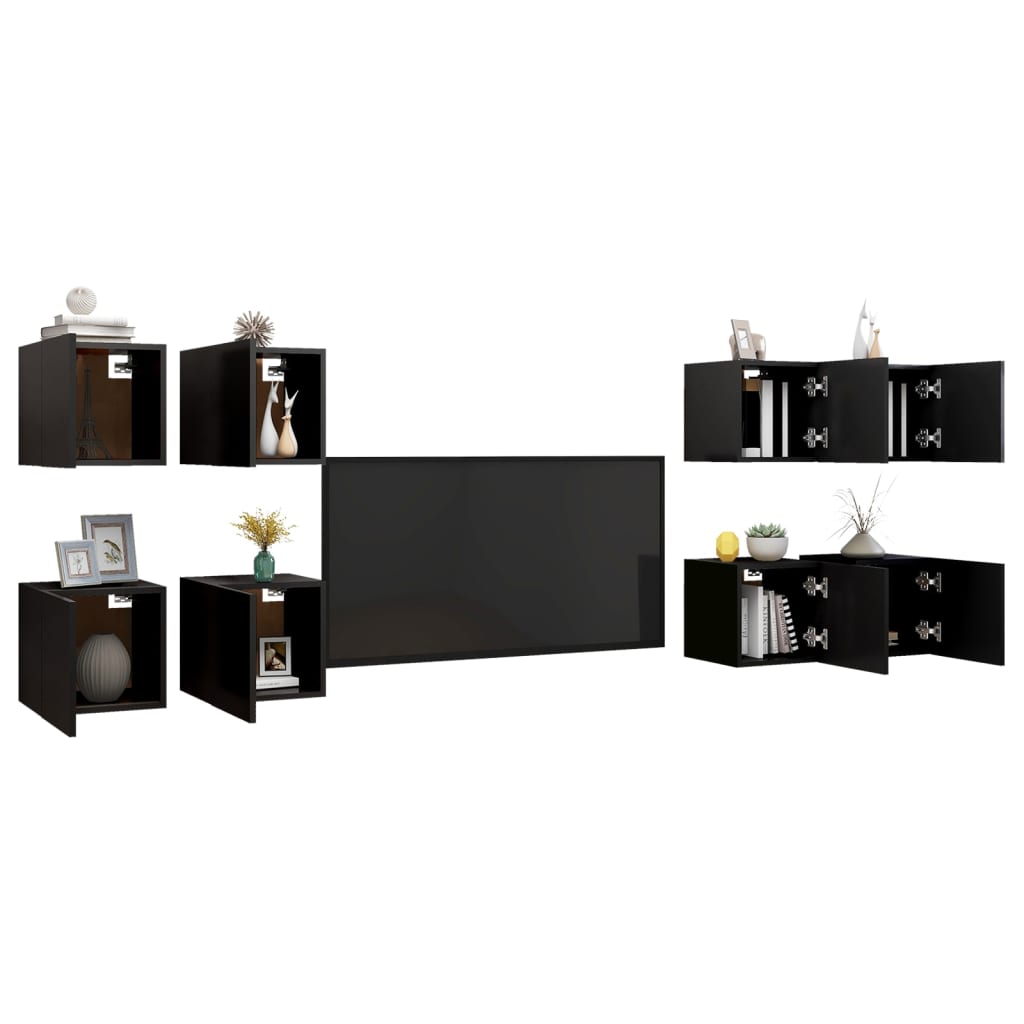 

vidaXL Tv-wandmeubelen 8 st 30,5x30x30 cm zwart