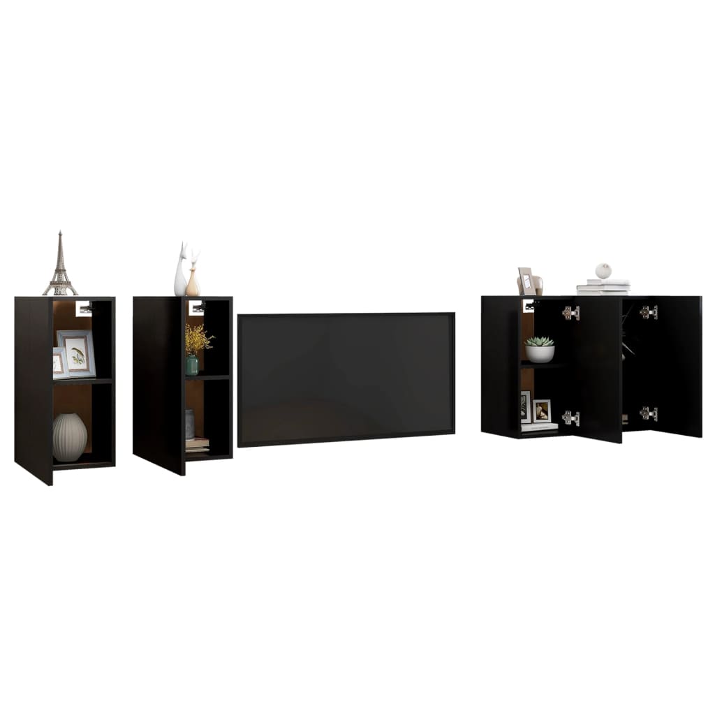 

vidaXL Tv-meubelen 4 st 30,5x30x60 cm spaanplaat zwart
