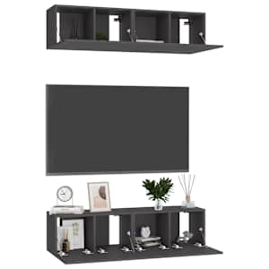 vidaXL Televizoriaus spintelės, 4vnt., pilkos, 60x30x30cm, MDP