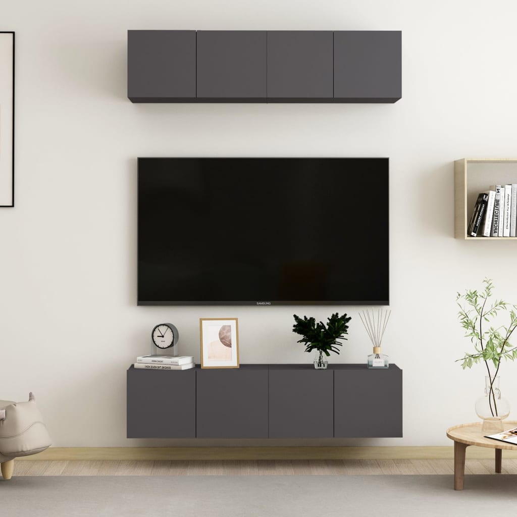 Tv-meubelen 4 st 60x30x30 cm spaanplaat grijs