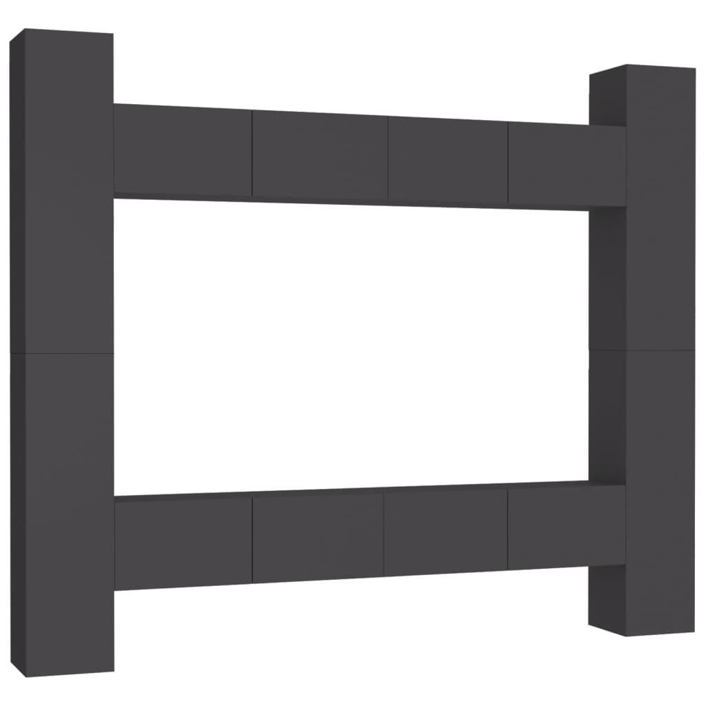 

vidaXL 8 Piece TV Cabinet Set Gray Chipboard