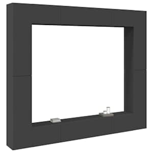 vidaXL Televizoriaus spintelių komplektas, 8 dalių, pilkas, MDP