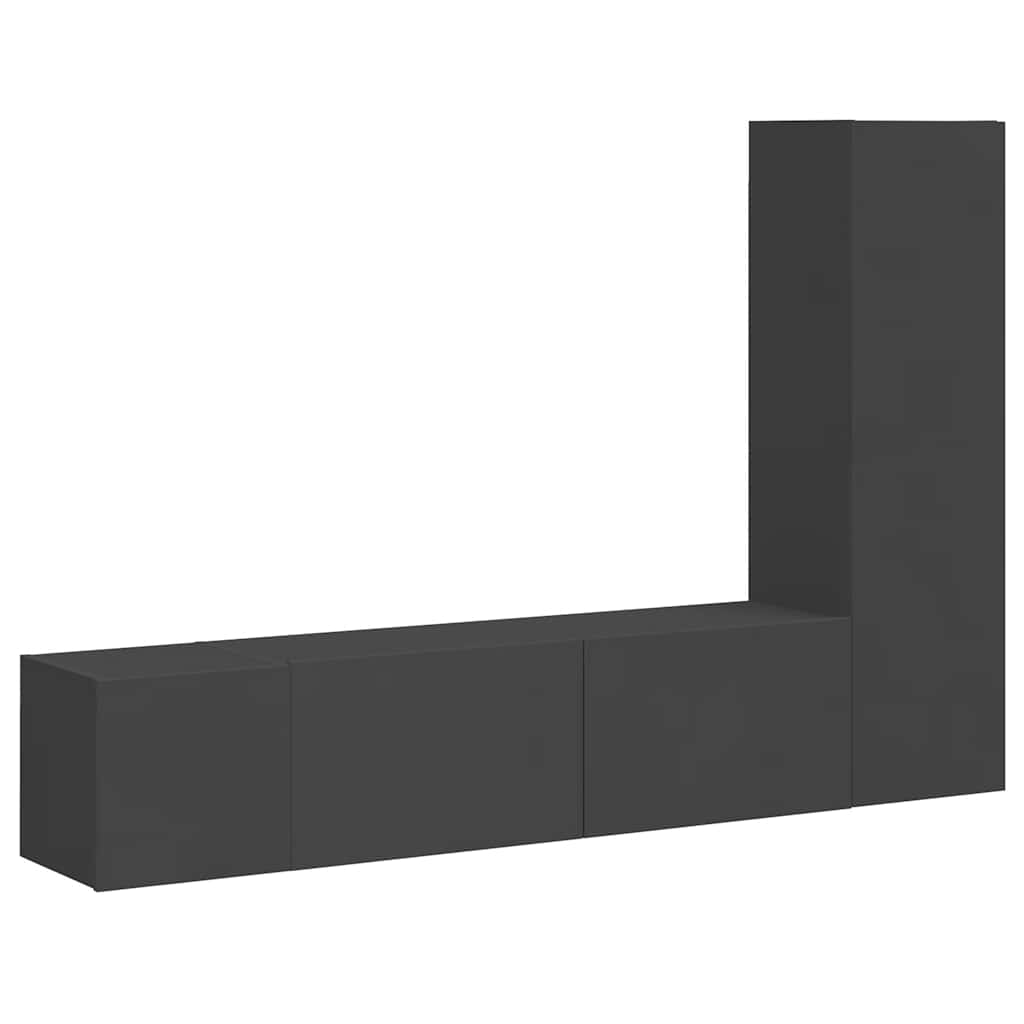 Set dulapuri TV, 3 piese, gri, lemn prelucrat