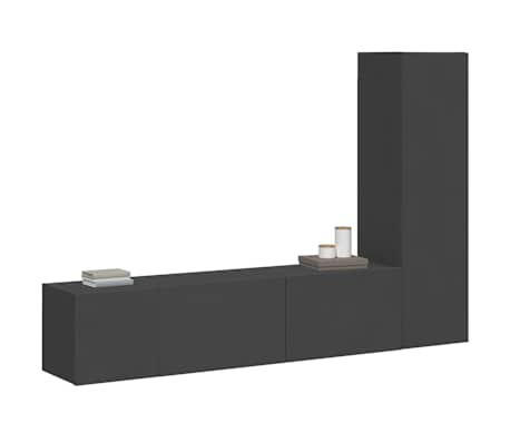 vidaXL Televizoriaus spintelių komplektas, 3 dalių, pilkas, MDP