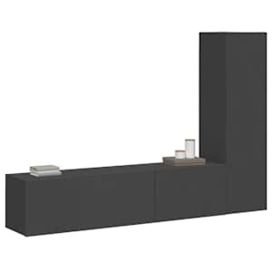 vidaXL Televizoriaus spintelių komplektas, 3 dalių, pilkas, MDP