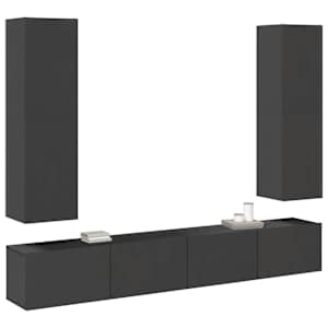 vidaXL Televizoriaus spintelių komplektas, 4 dalių, pilkas, MDP