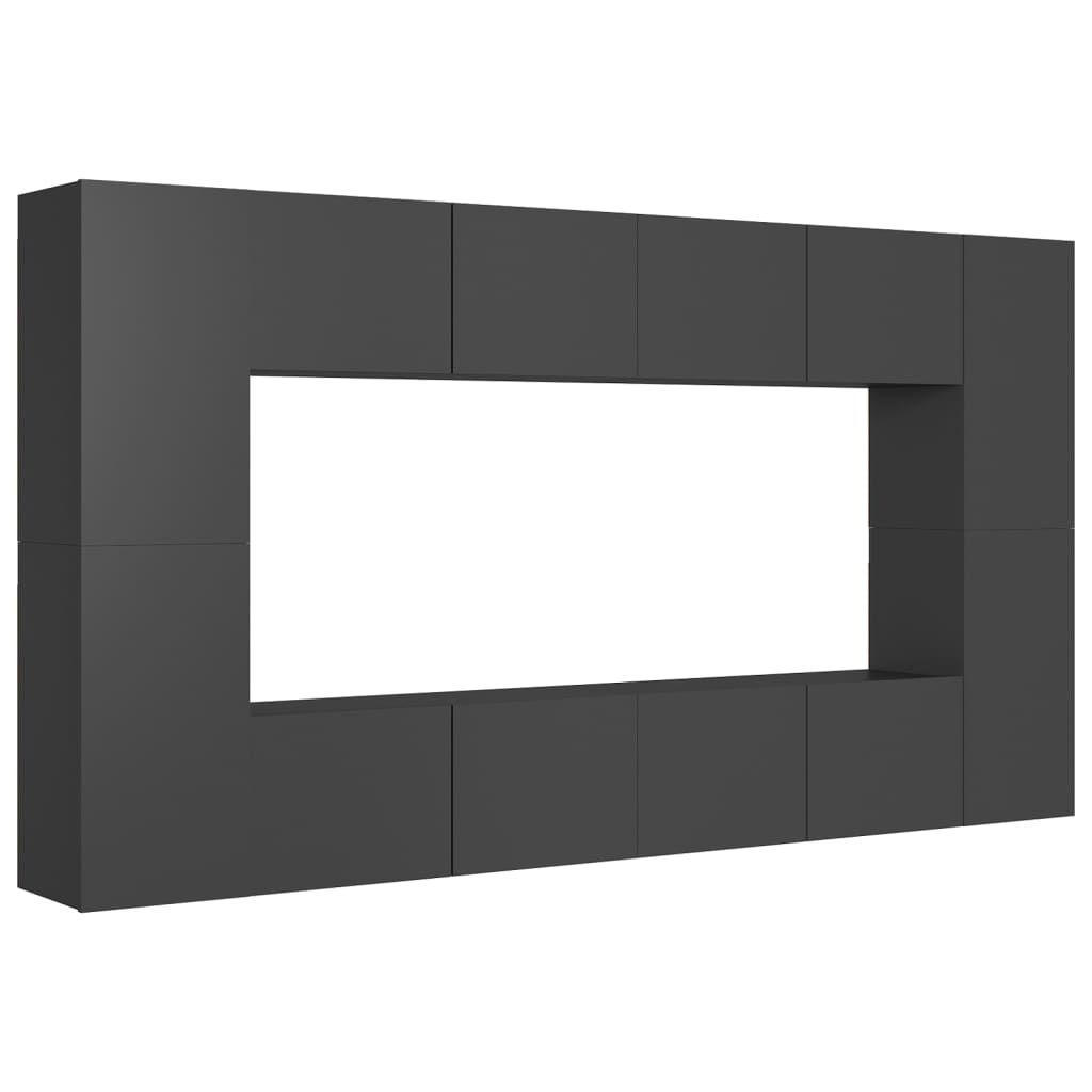 

vidaXL 8 Piece TV Cabinet Set Gray Chipboard