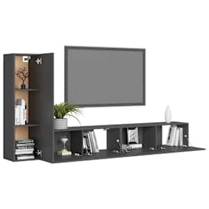 vidaXL Televizoriaus spintelių komplektas, 3 dalių, pilkas, MDP