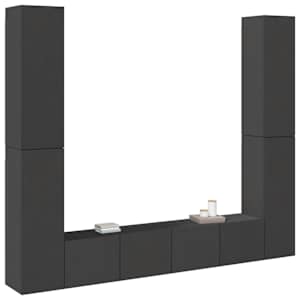 vidaXL Televizoriaus spintelių komplektas, 6 dalių, pilkas, MDP