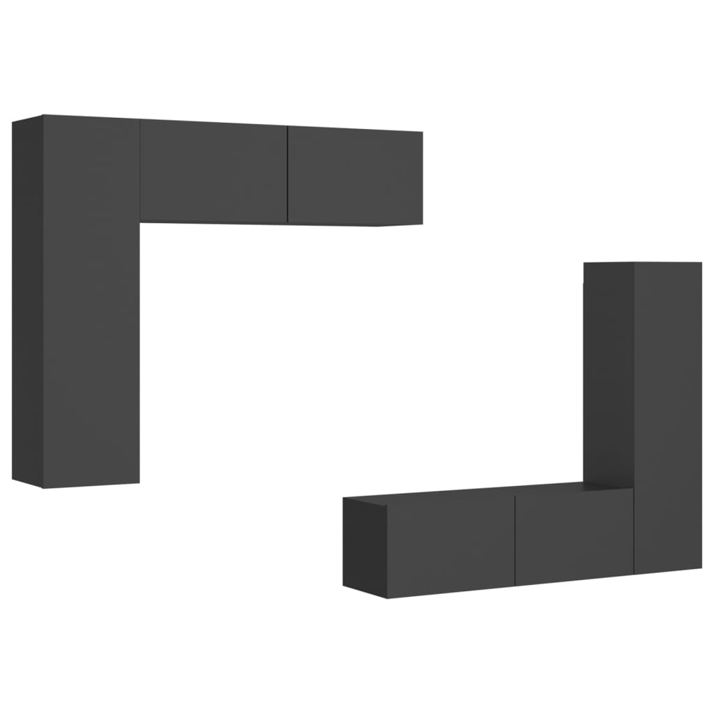 

vidaXL 4 Piece TV Cabinet Set Gray Chipboard