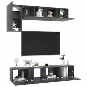 vidaXL Televizoriaus spintelių komplektas, 5 dalių, pilkas, MDP