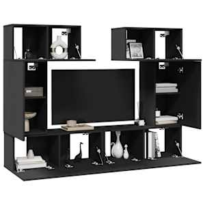 vidaXL Televizoriaus spintelių komplektas, 6 dalių, pilkas, MDP