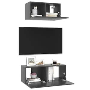 vidaXL Televizoriaus spintelių komplektas, 2 dalių, pilkas, MDP