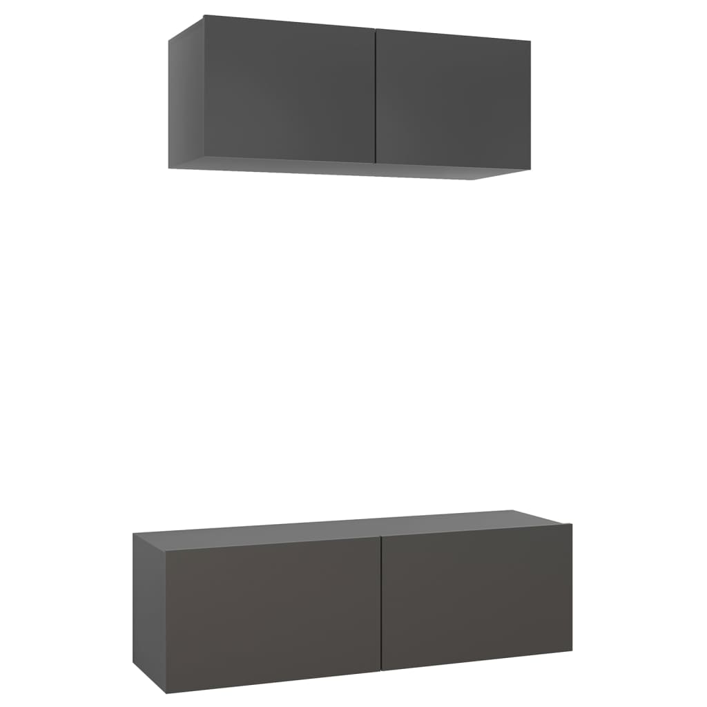 

vidaXL 2 Piece TV Cabinet Set Gray Chipboard