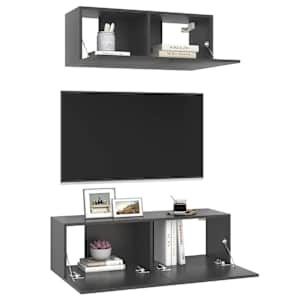 vidaXL Televizoriaus spintelių komplektas, 2 dalių, pilkas, MDP
