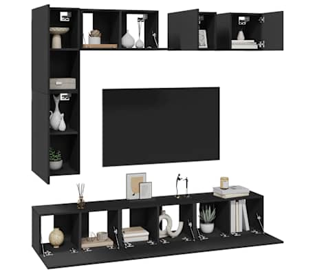 vidaXL Televizoriaus spintelių komplektas, 8 dalių, pilkas, MDP