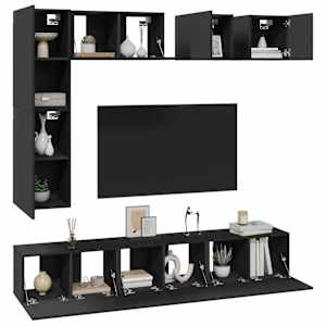 vidaXL Televizoriaus spintelių komplektas, 8 dalių, pilkas, MDP