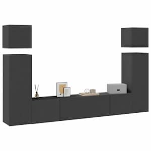 vidaXL Televizoriaus spintelių komplektas, 8 dalių, pilkas, MDP