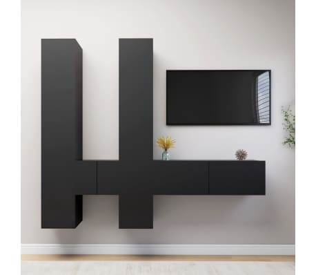 vidaXL Televizoriaus spintelių komplektas, 6 dalių, pilkas, MDP