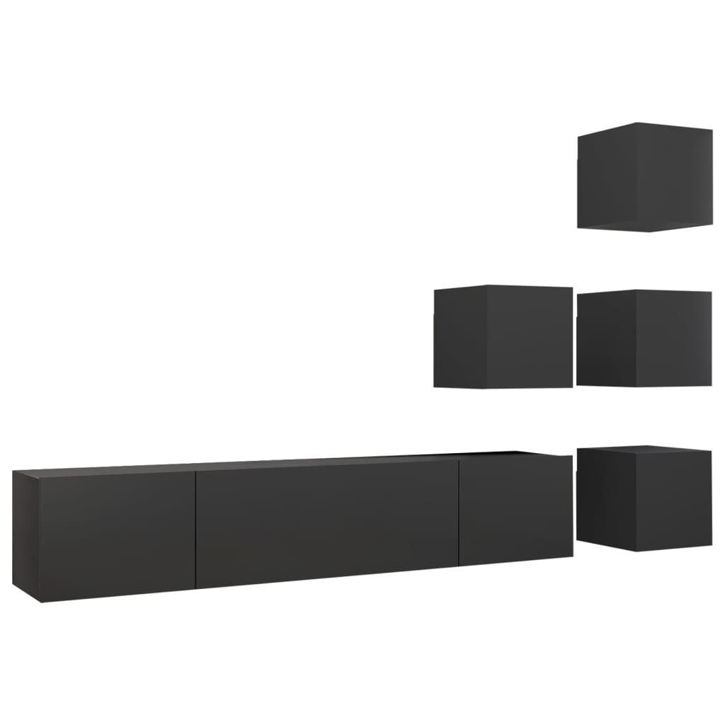 

vidaXL 6 Piece TV Cabinet Set Gray Engineered Wood