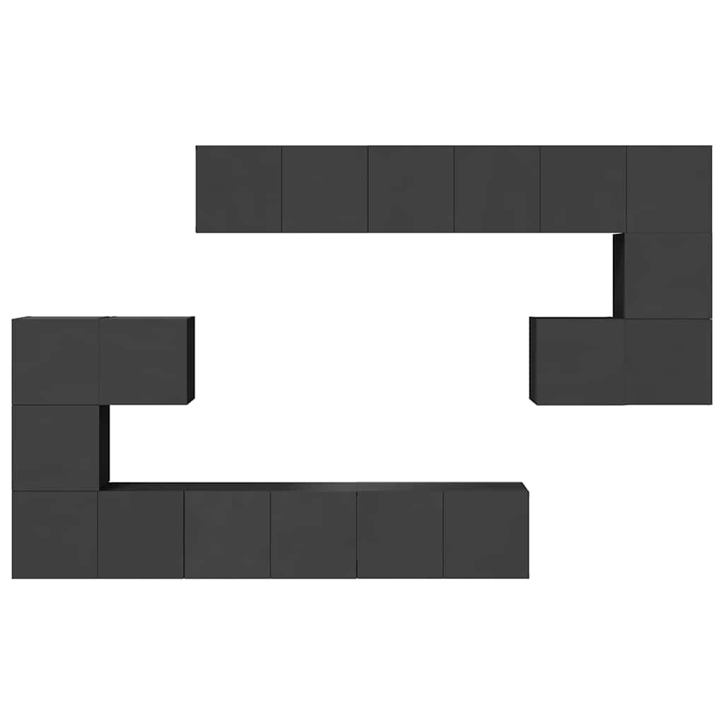 Set dulapuri TV, 10 piese, gri, lemn prelucrat