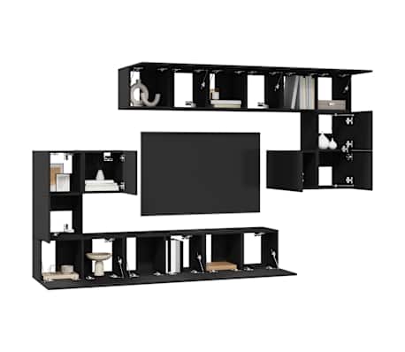 vidaXL 10-tlg. TV-Schrank-Set Grau Holzwerkstoff