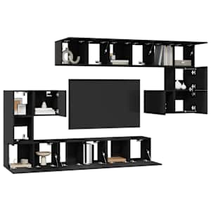 vidaXL 10-tlg. TV-Schrank-Set Grau Holzwerkstoff