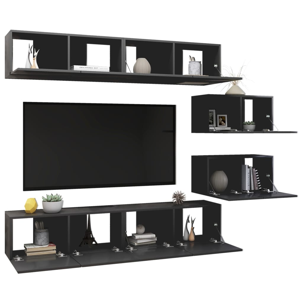 

vidaXL 6-delige Tv-meubelset spaanplaat grijs