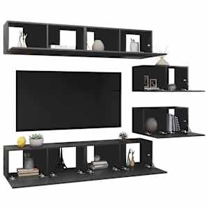 vidaXL Televizoriaus spintelių komplektas, 6 dalių, pilkas, MDP