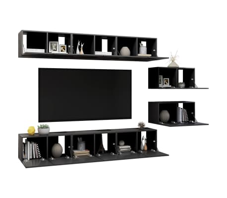 vidaXL Televizoriaus spintelės, 8vnt., pilkos spalvos, MDP