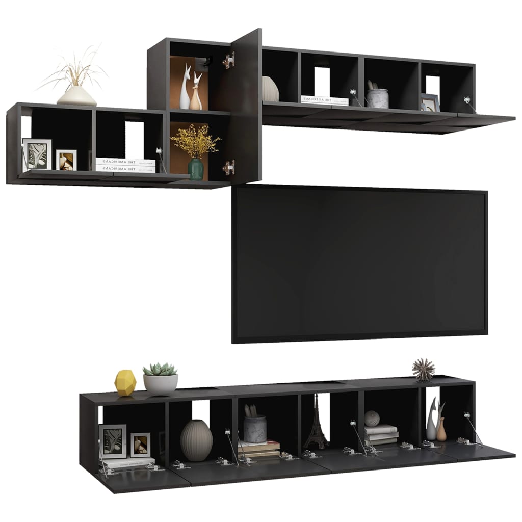 

vidaXL 7-delige Tv-meubelset spaanplaat grijs