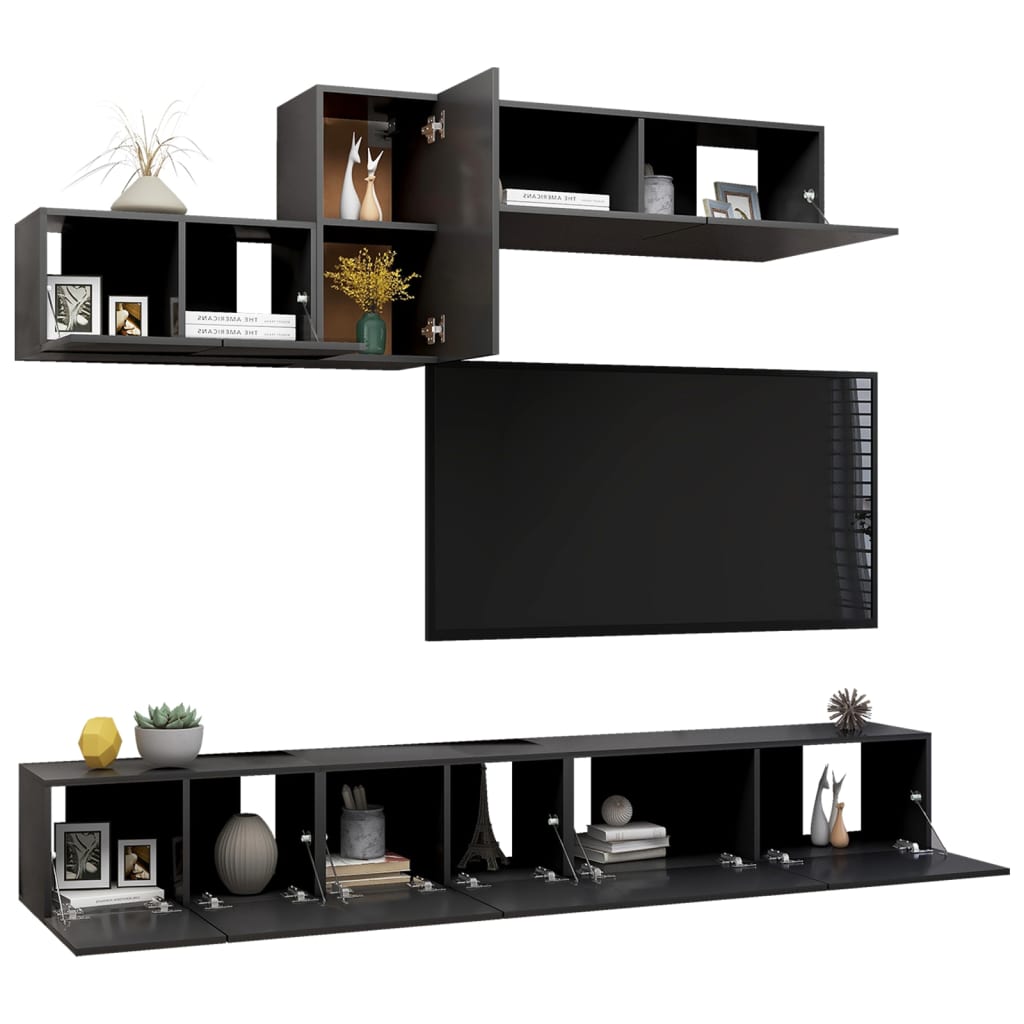 

vidaXL 6-delige Tv-meubelset spaanplaat grijs