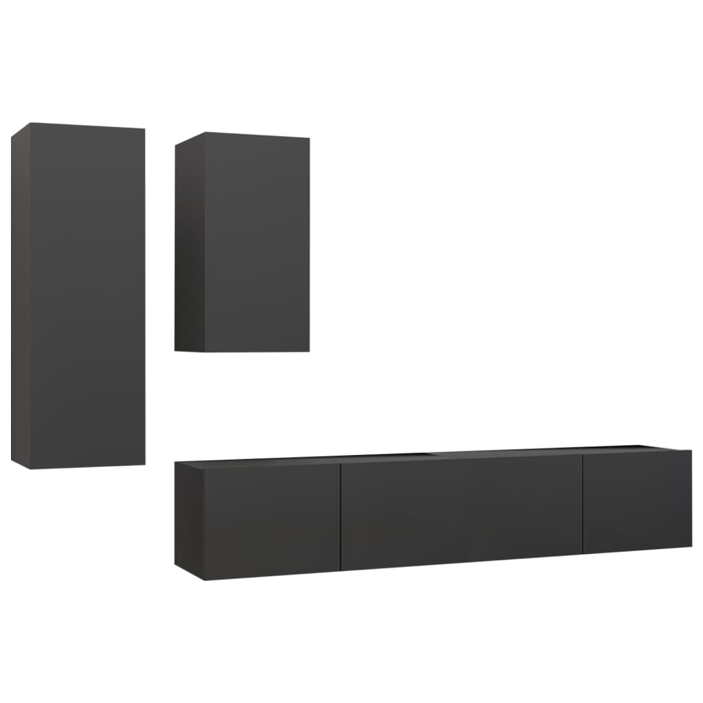 

vidaXL 4 Piece TV Cabinet Set Gray Chipboard