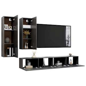 vidaXL Televizoriaus spintelių komplektas, 4 dalių, pilkas, MDP