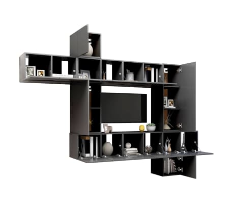 vidaXL 10-tlg. TV-Schrank-Set Grau Holzwerkstoff