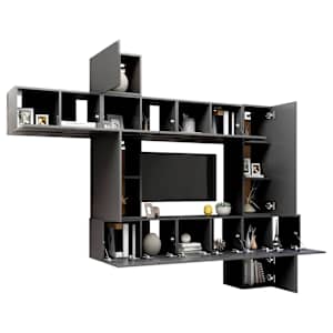 vidaXL 10-tlg. TV-Schrank-Set Grau Holzwerkstoff