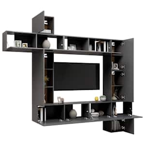 vidaXL Televizoriaus spintelių komplektas, 9 dalių, pilkas, MDP