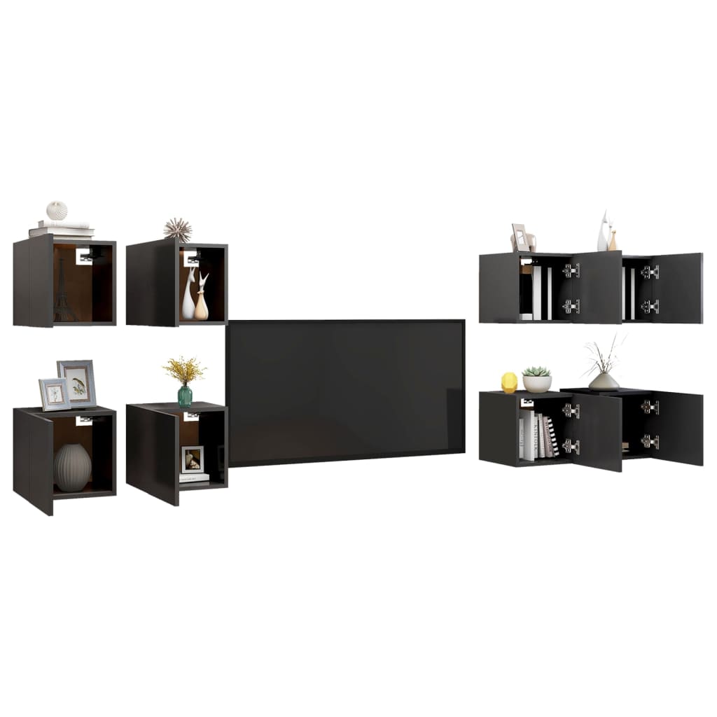 

vidaXL Tv-wandmeubelen 8 st 30,5x30x30 cm grijs