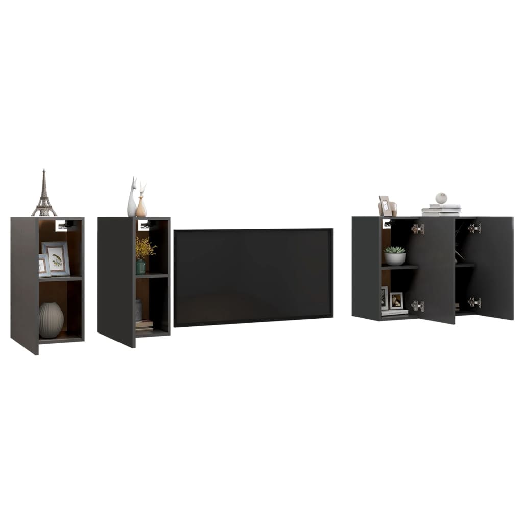 

vidaXL Tv-meubelen 4 st 30,5x30x60 cm spaanplaat grijs