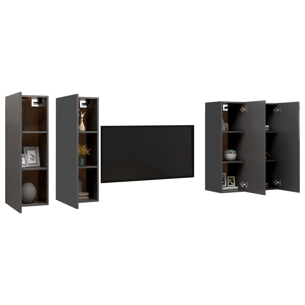 

vidaXL Tv-meubelen 4 st 30,5x30x90 cm spaanplaat grijs