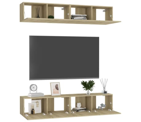vidaXL Tv-meubelen 4 st 80x30x30 cm spaanplaat sonoma eikenkleurig