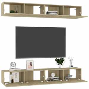 TV skříňky 4 ks dub sonoma 100 x 30 x 30 cm kompozitní dřevo - obrázek 3