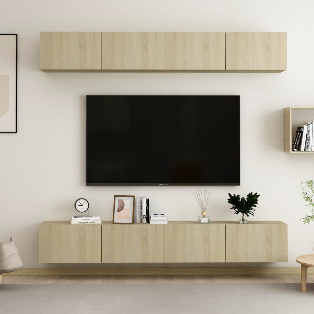 Tv-meubelen 4 st 100x30x30 cm spaanplaat sonoma eikenkleurig