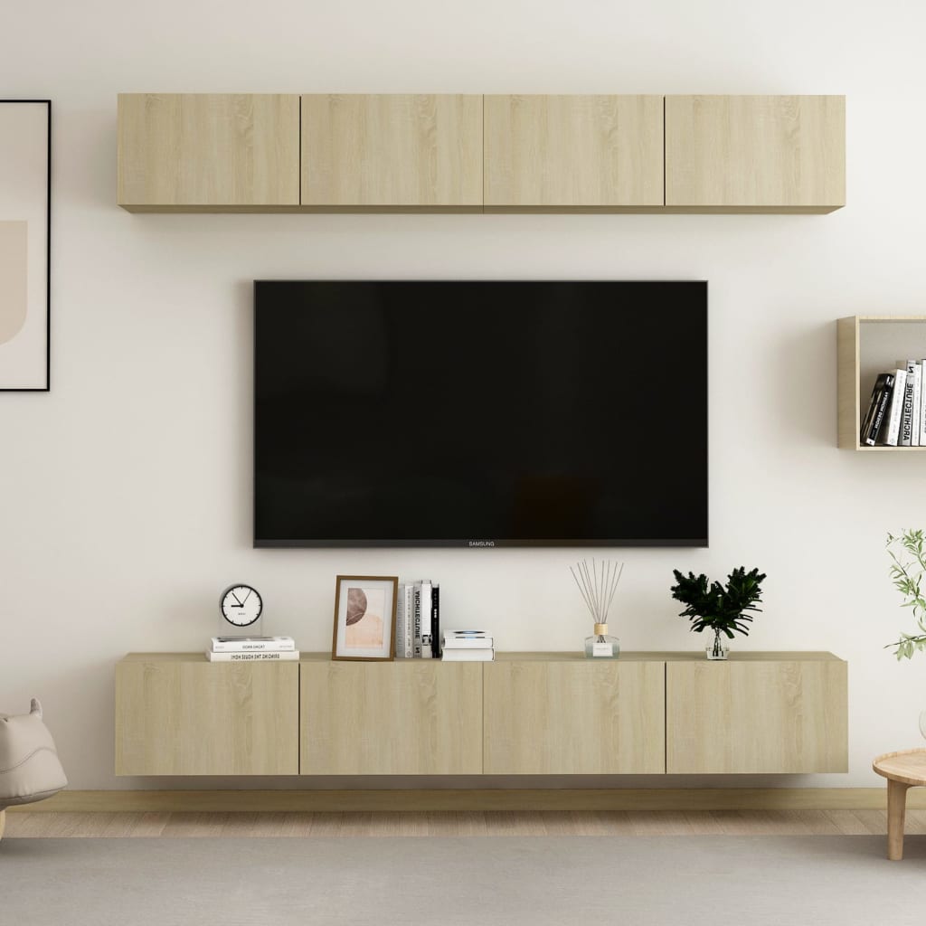 vidaXL Szafki telewizyjne, 4 szt., db sonoma, 100x30x30 cm, pyta