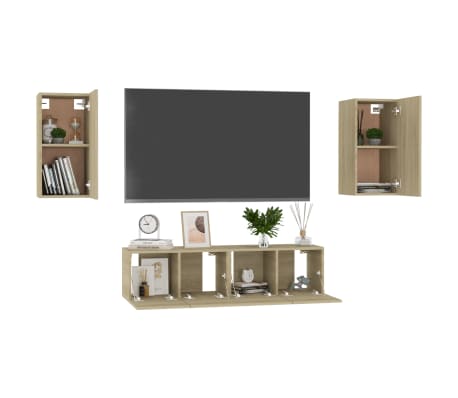 vidaXL 4-tlg. TV-Schrank-Set Sonoma-Eiche Holzwerkstoff
