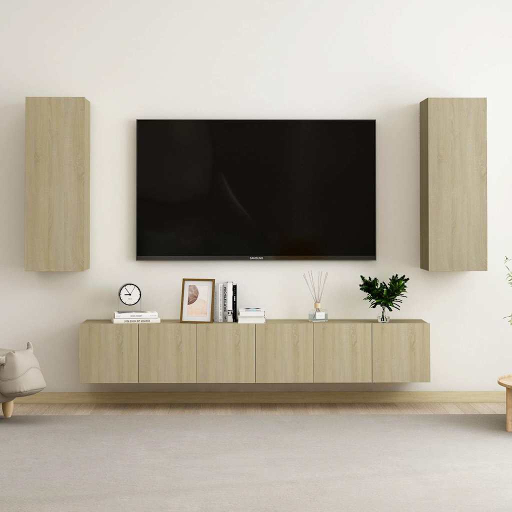 vidaXL 5-cz. zestaw szafek TV, d�b sonoma, p�yta wi�rowa