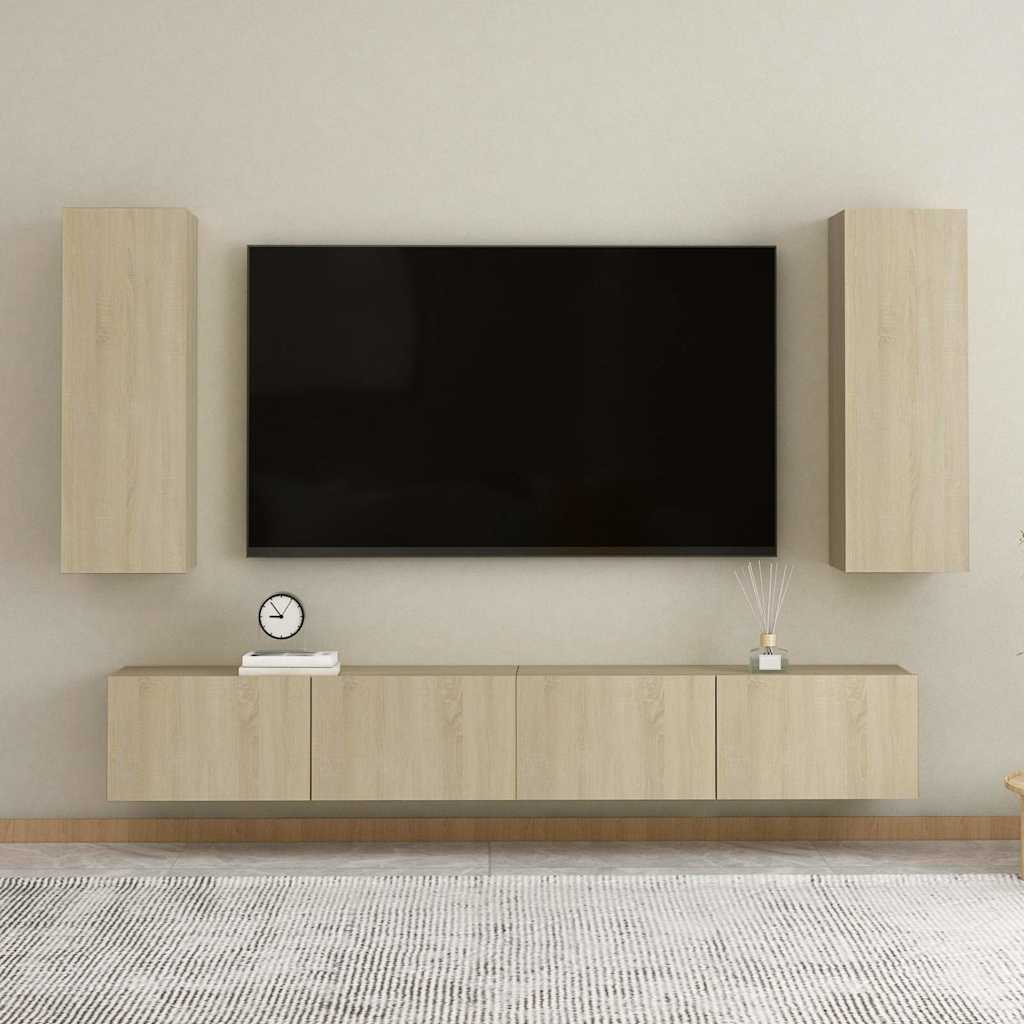 vidaXL 4-cz. zestaw szafek TV, d�b sonoma, materia� drewnopochodny
