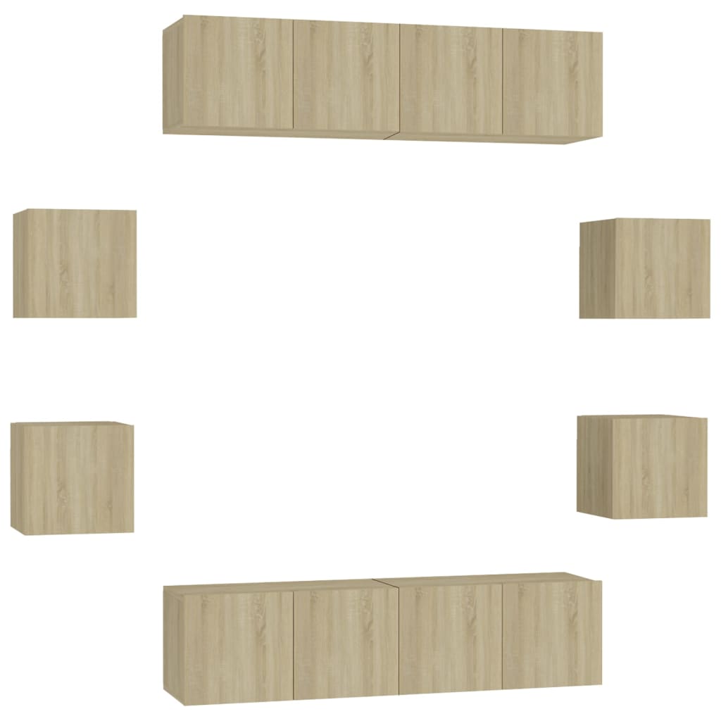 vidaXL 8dílný set TV skříněk dub sonoma kompozitní dřevo